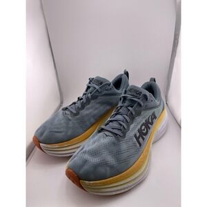 HOKA One One Bondi Running Shoes Mens Size 12.5 Blue Gray Yellow Max Cushion